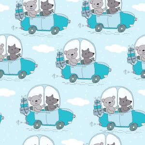 Papier Peint Pour Les Enfants - Ours En Peluche Et Loups En Voyage – Image 1