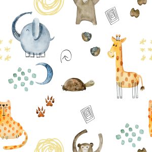 Papier Peint Aquarelle Dessin Animaux – Image 1