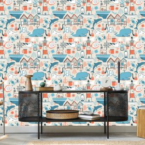 Papier Peint Pour Les Enfants - Animaux Marins - Style Scandinave – Image 5