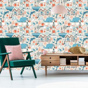 Papier Peint Pour Les Enfants - Animaux Marins - Style Scandinave – Image 6