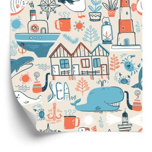 Papier Peint Pour Les Enfants - Animaux Marins - Style Scandinave – Image 2