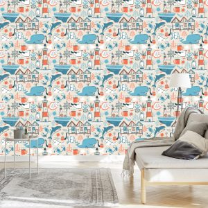 Papier Peint Pour Les Enfants - Animaux Marins - Style Scandinave – Image 3
