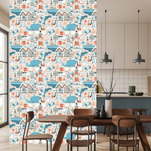 Papier Peint Pour Les Enfants - Animaux Marins - Style Scandinave – Image 4
