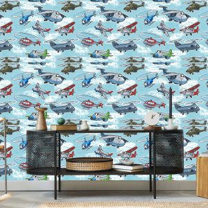 Papier Peint Avions Et Hélicoptères De Conte De Fées – Image 5