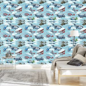 Papier Peint Avions Et Hélicoptères De Conte De Fées – Image 3