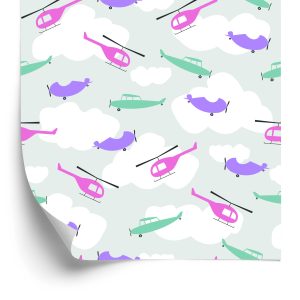 Papier Peint Avions Et Hélicoptères Colorés – Image 2