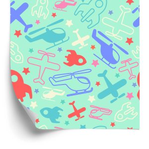 Papier Peint Fusées, Avions Et Hélicoptères De Conte De Fées – Image 2