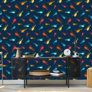 Papier Peint Hélicoptères Modernes Colorés – Image 5