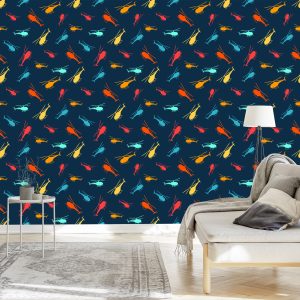 Papier Peint Hélicoptères Modernes Colorés – Image 3