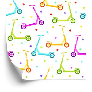 Papier Peint Scooters Colorés Avec Des Étoiles – Image 2