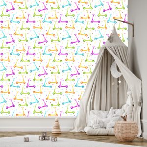 Papier Peint Scooters Colorés Avec Des Étoiles – Image 3