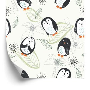 Papier Peint Pour Les Enfants - Pingouins Comme Des Dessins Animés – Image 2