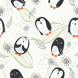Papier Peint Pour Les Enfants - Pingouins Comme Des Dessins Animés – Image 1