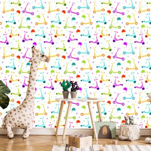Papier Peint Scooters Colorés Avec Des Casques – Image 5