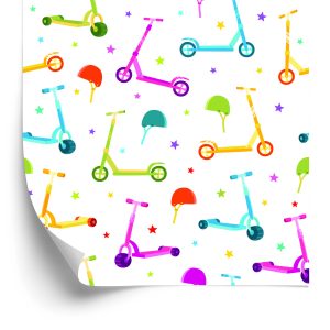 Papier Peint Scooters Colorés Avec Des Casques – Image 2