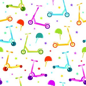 Papier Peint Scooters Colorés Avec Des Casques – Image 1