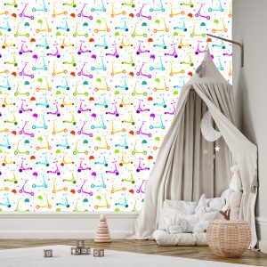 Papier Peint Scooters Colorés Avec Des Casques – Image 3