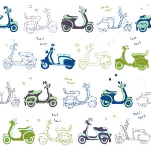 Papier Peint Trottinettes Rétro – Image 1