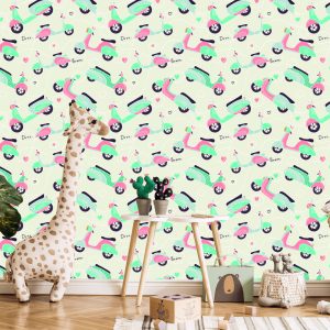 Papier Peint Scooters Colorés Avec Des Motifs – Image 5