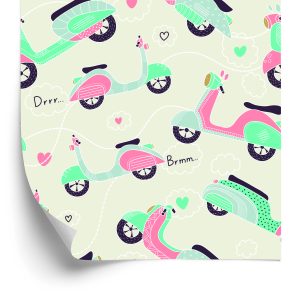 Papier Peint Scooters Colorés Avec Des Motifs – Image 2