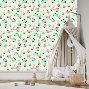 Papier Peint Scooters Colorés Avec Des Motifs – Image 3
