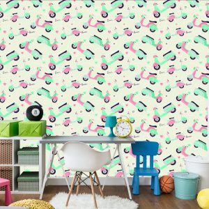 Papier Peint Scooters Colorés Avec Des Motifs – Image 4