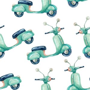 Papier Peint Scooters Peints À L'aquarelle – Image 1