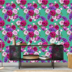 Papier Peint Belles Roses Colorées Et Lilas – Image 5