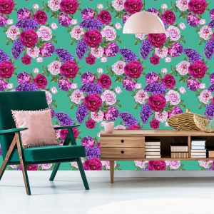 Papier Peint Belles Roses Colorées Et Lilas – Image 6