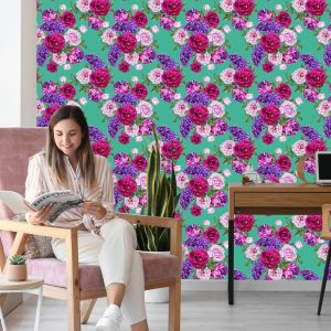 Papier Peint Belles Roses Colorées Et Lilas – Image 7