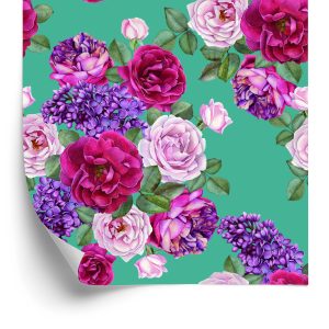 Papier Peint Belles Roses Colorées Et Lilas – Image 2