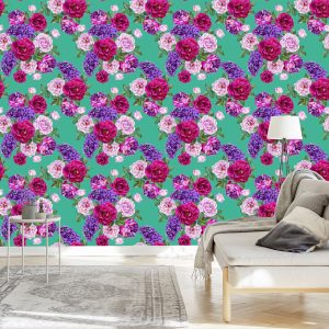 Papier Peint Belles Roses Colorées Et Lilas – Image 3