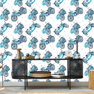 Papier Peint Motos Anciennes Bleues – Image 5