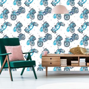 Papier Peint Motos Anciennes Bleues – Image 6