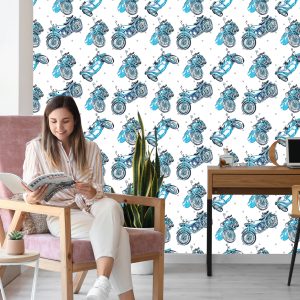 Papier Peint Motos Anciennes Bleues – Image 7