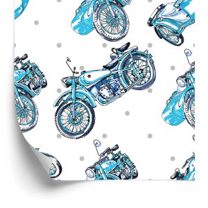 Papier Peint Motos Anciennes Bleues – Image 2