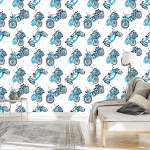 Papier Peint Motos Anciennes Bleues – Image 3