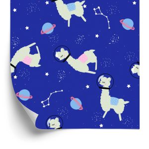 Papier Peint Pour Les Enfants - Lamas Parmi Les Planètes Et Les Étoiles – Image 2