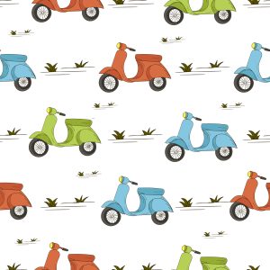 Papier Peint Scooters Rétro Colorés – Image 1