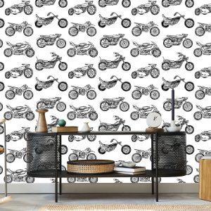 Papier Peint Motos Dessinées En Noir Et Blanc – Image 5