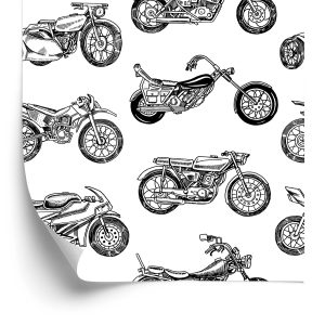 Papier Peint Motos Dessinées En Noir Et Blanc – Image 2