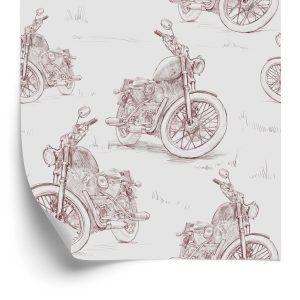 Papier Peint Motos 3D Rétro Esquissées – Image 2