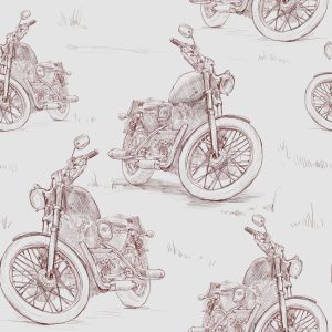Papier Peint Motos 3D Rétro Esquissées – Image 1