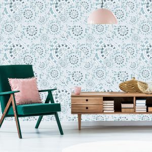 Papier Peint Mosaïque Circulaire En Tons De Gris – Image 6