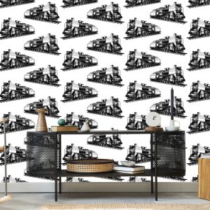 Papier Peint Locomotives À Vapeur Noires Et Blanches – Image 5