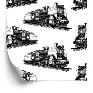 Papier Peint Locomotives À Vapeur Noires Et Blanches – Image 2