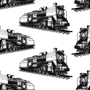 Papier Peint Locomotives À Vapeur Noires Et Blanches – Image 1