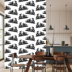 Papier Peint Locomotives À Vapeur Noires Et Blanches – Image 4
