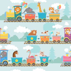 Papier Peint Bébés Animaux Dans Le Train – Image 1