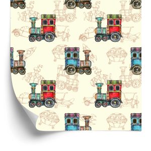 Papier Peint Locomotives À Vapeur Vintage Jouet – Image 2